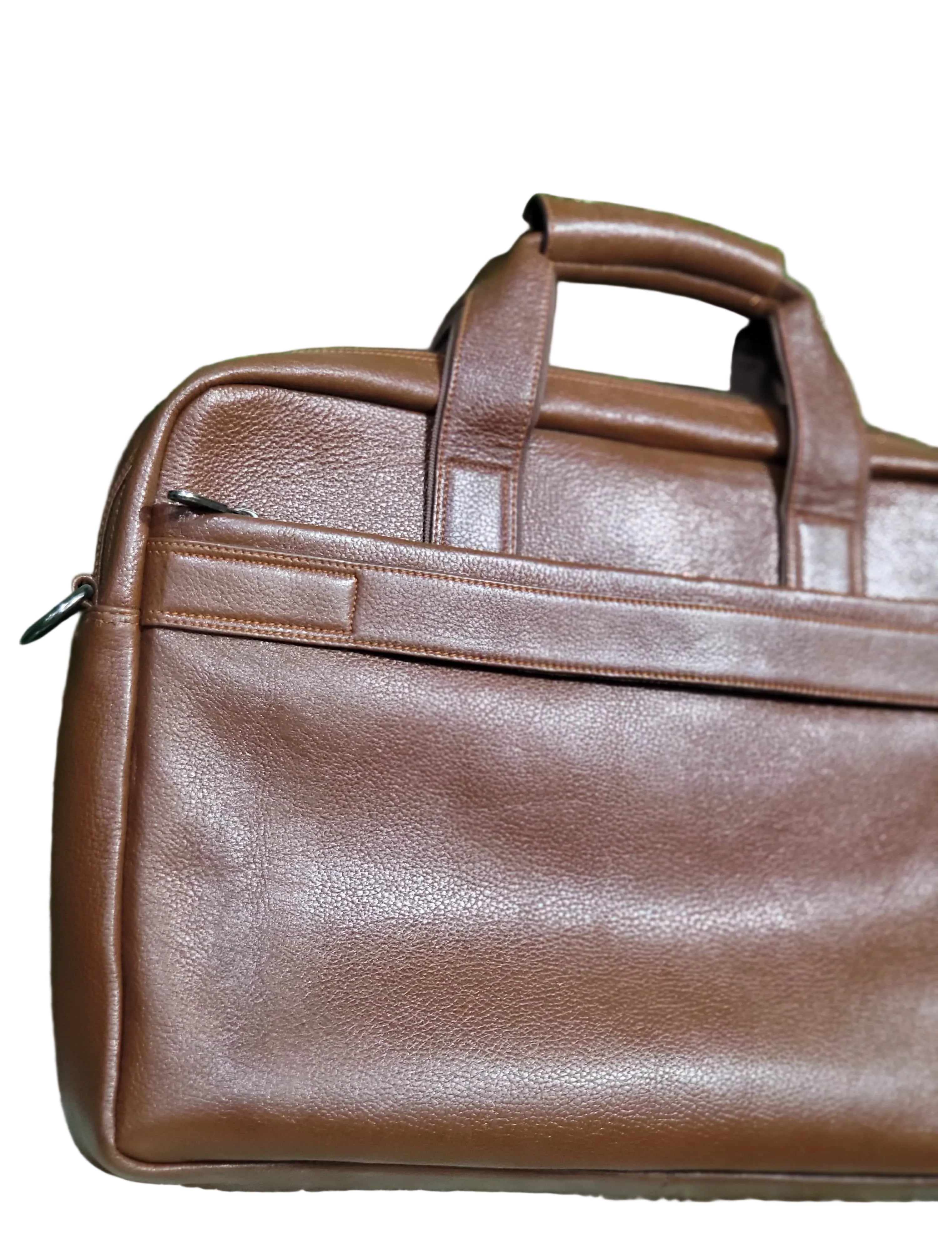 Heritage Brown Leather Laptop Briefcase