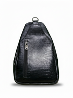 Urban Luxe Textured Leather Crossbody – Black