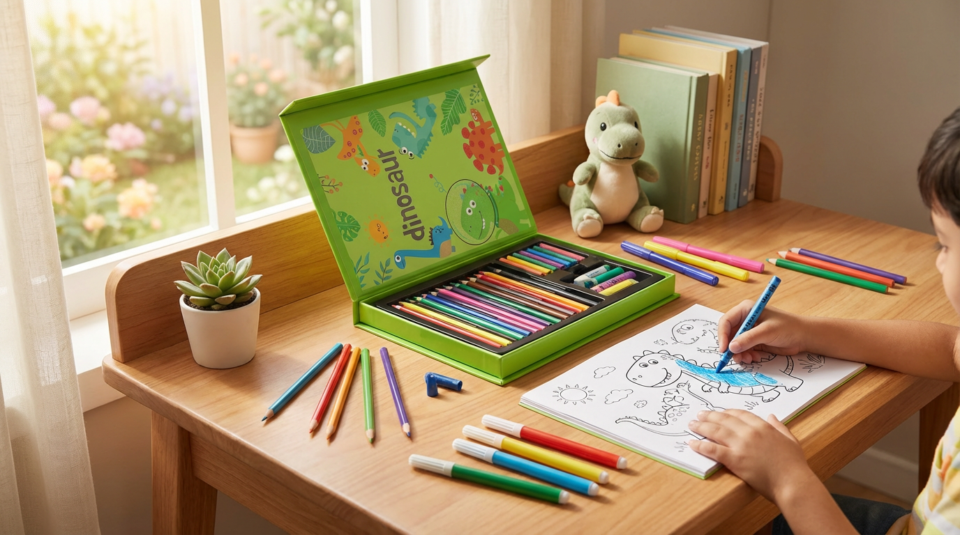 Kids Art & Colouring Kit – Space Man / Dinosaur Theme
